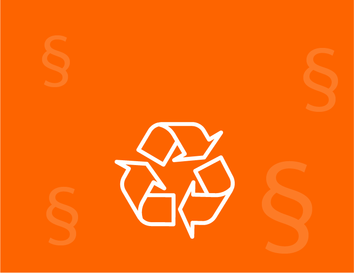 Das Icon symbolisiert den Bereich Abfall- und Kreislaufwirtschaftsrecht. Es ist das Recyling-Symbol zu sehen.