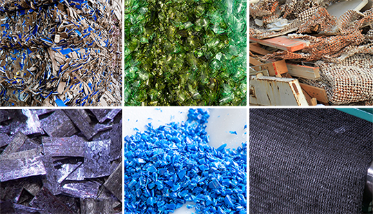 Collage der Materialkategorien der Materialdatenbank