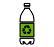 Das Icon visualisiert eine Kunststoffflasche, auf der das Recycling-Symbol abgebildet ist.